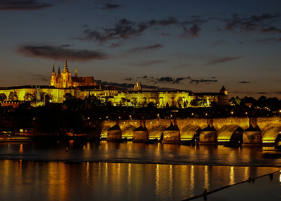 Goodnight Prague- Night View of the Prague Castle - Prague - Charles Bridge