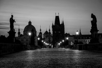 Black and White Dawn - Charles Bridge - Karlov Must - Prague