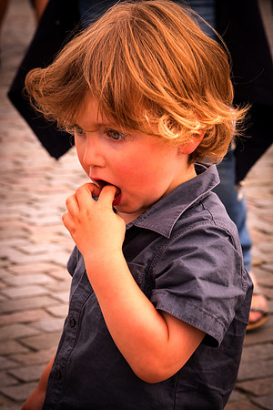 Watching the Puppeteer - Boy on the Charles bridge - Prague - Czech Republic