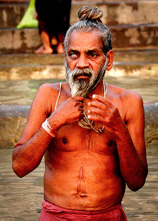 Sadhu bathing in the Ganges