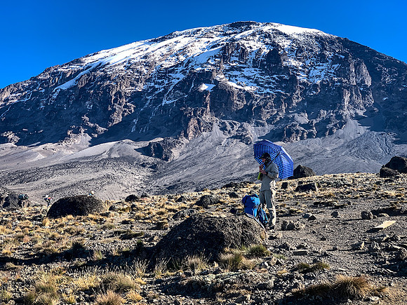 Ake and the summit, heading to Barafu camp