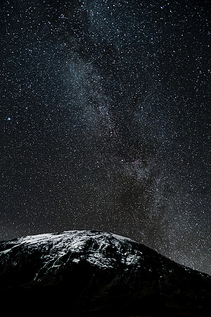 NIght view of the summit and stars from Karanga Camp